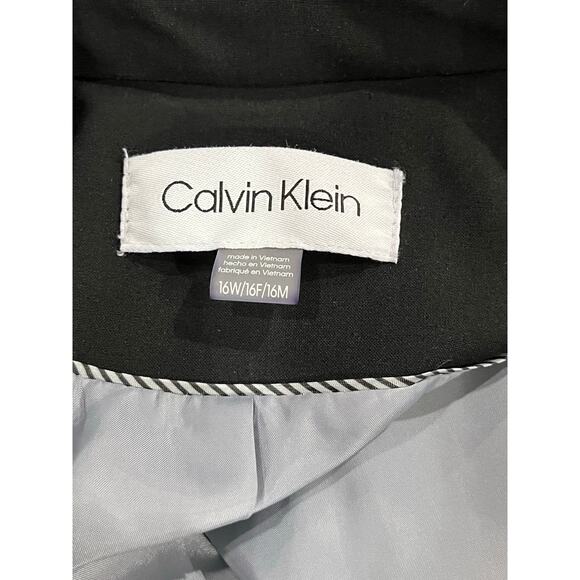Calvin Klein Women's Single Breasted Lined Metal Button Black Suit Blazer Sz 16W - Picture 3 of 11